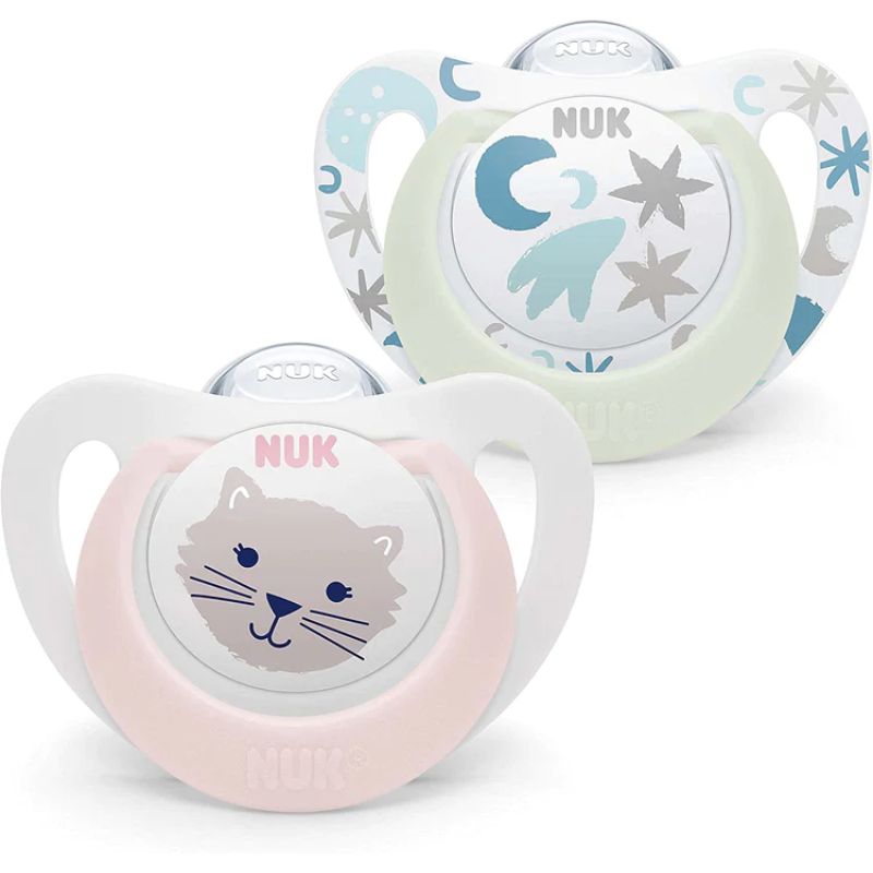 NUK Silicone Soother S1 Star Day & Night, 2/box (NU2175484)
